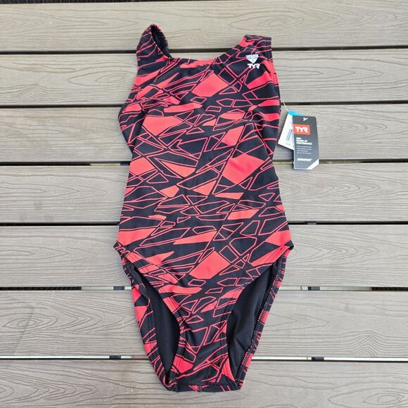 TYR DuraFast Maxfit Youth Girls Mantova One Piece Swimsuit Red, -Sz 22 NEW - Picture 1 of 3